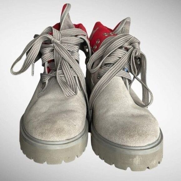 Timberland A2592 Carnaby Fold-Down Grey/Red Ankle Boots Women Size 6 Waterproof - Picture 7 of 10